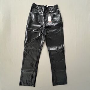 Abercrombie Fitch 90s Straight Ultra High Rise 26/2s Vegan Leather Pant $110 NEW